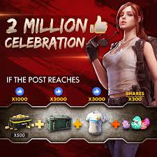 Free fire redeem codes are unique codes that enable players to get new gun skin, premium outfits, vehicle skins, and more for free. Garena Free Fire Booyah Target Achieved All Of The 2 000 000 Fb Likes Event Rewards Have Been Unlocked For All Our Players 5 Steps To Redeem Your Rewards 1 Head Over To