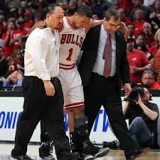 With the game already in hand for the bulls, d.rose (who was still in the game for some odd reason), stopped hard and jumped on a dribble drive, but came down in pain grabbing his left leg as he fell to the floor. Bulls Vs Sixers 2012 Nba Playoffs Derrick Rose Injured Again With Another Injury In Game One Blowout Blog A Bull