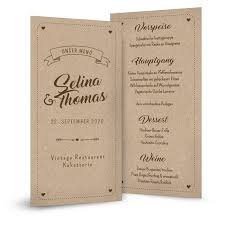 Größte auswahl an designvorlagen für ihre hochzeit! Menukarte Zur Vintage Hochzeit Im Kraftpapieroptik Carinokarten