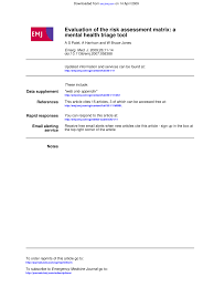 Pdf Evaluation Of The Risk Assessment Matrix A Mental Health Triage Tool