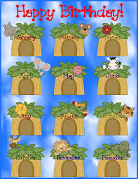 free jungle themed classroom birthday chart jungle theme