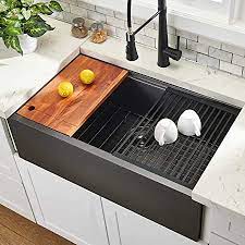 Looking for where to buy a surplus kitchen sink to add style and value to your home? Ruvati Gunmetal Black Matte Stainless Steel 33 Inch Apron Front Farmhouse Kitchen Sink Single Bowl Rvh9733bl Amazon Com