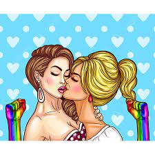 キスとショーは、レスビアンのカップルのベクトルポップアートイラストイラスト画像とPNGフリー素材透過の無料ダウンロード - Pngtree