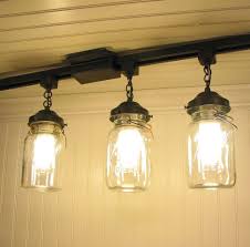 vintage canning jar track lighting