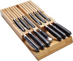 Not available at clybourn place. 12 Slot In Drawer Bamboo Knife Holder Block By Harcas Organises Knives Without Pointing Up Fits Most Standard Kitchen Drawers Size 43 X 23 X 4 5 Centimetres Knives Not Included Buy Online In