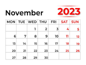 Premium Vector | Monthly 2023 calendar for november with ...