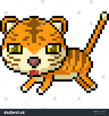 Vector Pixel Art Tiger Isolated Cartoonart Pixel Vector Cartoon Pixel Art Art Cartoon