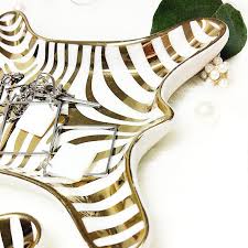 This plate makes a dazzling addition to any modern, eclectic. Hand Painted Gold Tiger Skin Ceramic Plate Decorative Zebra Dish Small Jewelry Decorative Plates Bowls Home Garden Worldenergy Ae