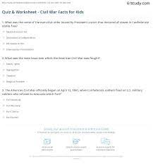 It covers over 70% of the planet, with marine plants supplying up to 80% of our oxygen,. Quiz Worksheet Civil War Facts For Kids Study Com