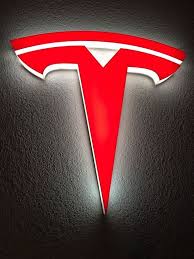 The real story behind the t logo of tesla is actually when designers found a part of nicola tesla's blueprint of an electric engine. Tesla Logo Leuchtreklame 94x94cm Kaufen Auf Ricardo