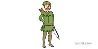 Robin, with his manservant, much, left england in 1186. Robin Hood 1 Illustration Twinkl