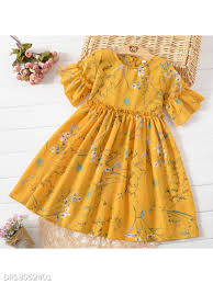 Floral Print Trumpet Sleeve Round Neck Dress Www Popreal