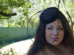 A Black Pillbox With A Circle Of Veil Modern Hat Veil Hats