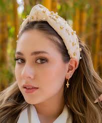 Cross Jeweled Headband, Easter Ivory Knot Headband, Embellished Knot  Headband, Custom Knotted Pearly Headband Spring Headbands Unique Gifts