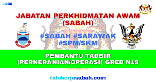 Pembantu tadbir (perkeranian/operasi) gred n19. Kekosongan Pembantu Tadbir Perkeranian Operasi Gred N19 Sabah Sarawak