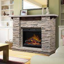 Ok lighting offers this faux stone electric fireplace that has a heater control and a dazzling flame effect which brightens up any room. Blumicrochoco Faux Stone Gas Fireplace Surround