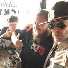 Mustaches are like bacon. They go with everything. Still growing mine.  @gourdoughs is delicious. #superTroopers2 @ Austin, Texas