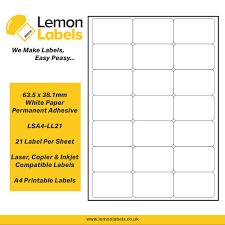Label size 55 mm x 125 mm. Lsa4 Ll21 63 5 X 38 1mm White Paper With Permanent Adhesive Labels Lemon Labels