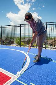 If you are looking for a company to stripe a new or existing playground, basketball court, or tennis area, this usually takes extra time to assure precise regulation measurements are given everything is square and true.court lines are done according to the given dimensions and transformed to the canvas with great care before lines are laid. Backyard Basketball Court In Draper Utah