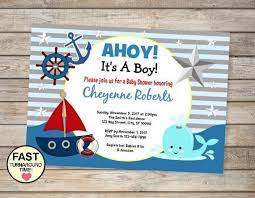 Nautical baby shower decorations for boy, ahoy its a boy baby shower decorations party supplies kit by homond, unique nautical themed paper fans cake topper. Nautical Baby Shower Invitation Printable Sail Boat Nautical Etsy