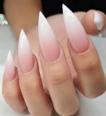 Full nails design, practical length, making your nails slim and have a very realistic or at least a professionally done appearance, also easily cut and file to change the. Pink And White French Manicure Ombre Airbrushed Long Acrylic Etsy