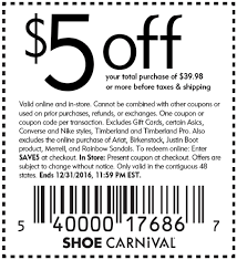 Get 5 Off Your Purchase Of 39 98 Or More Shop Shoecarnival Com And Apply This Coupon Code At Checkout F Print Coupons Shoe Carnival Free Printable Coupons