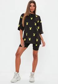 Playboy X Missguided Black Repeat T Shirt Ropa Conjuntos Deportivos Par De Cosas