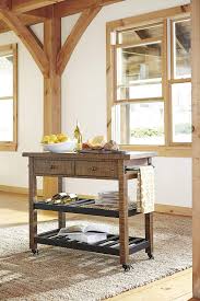Amazon Com Ashley Furniture Signature Design Kailman Bar Cart Mid Century Style 2 Shelves With Casters Antiqu Furniture Ashley Furniture Kitchen Cart