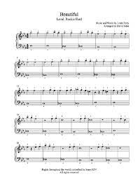 Beautiful By Christina Aguilera Piano Sheet Music Rookie Level Piano Sheet Music Sheet Music Christina Aguilera
