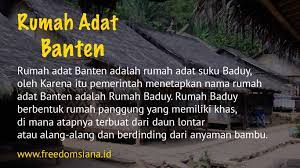Hingga saat ini rumah adat banten masih terjaga dan. Rumah Adat Banten Rumah Adat Suku Baduy Freedomsiana
