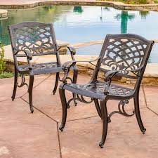 Covington Outdoor Cast Aluminum Dining Chair Set Of 2 Aluminum Patio Furniture Outdoor Chairs Cast Aluminum Patio Furniture