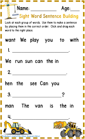 These are considered the simplest words and the starting point of many phonics programs (after some work on initial sounds). Sight Word Sentence Building Interactive Worksheet