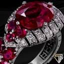 انگشتر یاقوت قرمز با نگین الماس تراش برلیان و طلای سفید مدل: rgw1044