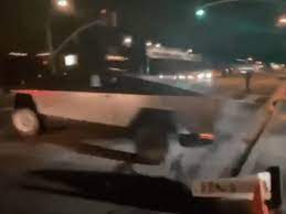 A white model 3 plows straight ahead into the truck at speed. Elon Musk Crashes Tesla Cybertruck Into Bollard After Night Out The Independent The Independent