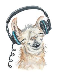 Headphone Llama Llama Painting Animal Illustration Watercolor Paintings Of Animals