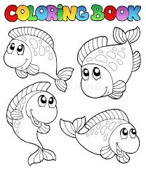 Color in this picture of two fish and others with our library of online coloring pages. Coloring Book With Four Fishes Stock Vector Illustration Of Coloring Nature 16836407