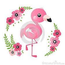 Vector Illustration Of A Pink Flamingo With Tropical Flowers In The Wreath Isolated On White Flamingo Baby S Flamingo Illustration Flamingo Art Flower Drawing