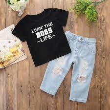 Black Boss Baby Boy Laying Down Boys Livin The Boss Life Shirt With Ripped Jeans Wholesale Childrens Clothes Childrens Clothes Baby Boy Clothing Sets