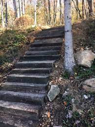 Steps Up Our Slope Made Of Railroad Ties And Rebar Outdoor Stairs Garden Stairs Stairs Landscape