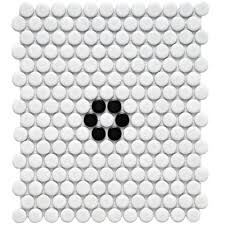 Black And White Penny Round Tile Merola Tile Metro Penny Matte White W Black Flower 9 3 4 In X 11 1 2 In X 5 Mm Porcelain Mosaic Tile 15 94 Sq Ft Case Fdxmpmwf The Home Depot In 2020 Porcelain