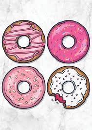 A4 Donut Print Cute Doodle Art Donut Art Cute Food Drawings