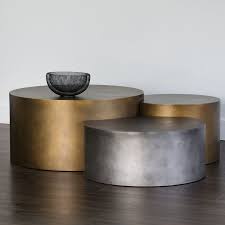 Everly Quinn Distefano 3 Piece Coffee Table Set Wayfair Drum Coffee Table Round Coffee Table Sets Geometric Coffee Table