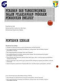Pengalaman penulis dalam menjalankan pemantauan program pendidikan khas dan interaksi sosial seharian batasan kajianoleh sebab untuk membuat sebarang generalisasi terhadap komitmen dan peranan guru aliran perdana di malaysia dalam pelaksanaan pendidikan inklusif. Peranan Dan Tanggungjawab Dalam Pelaksanaan Program Pendidikan Inklusif