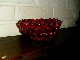 Decorated Glass Bowl Votive Red Glass Bowl Decor Glass Decor Glass Bowl