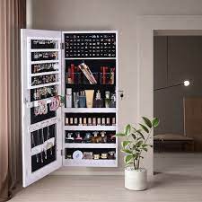 Sold and shipped by costway. Lockable Wall Door Mounted Mirror Jewelry Cabinet Armoire Organizer For Dressing Makeup Wish