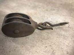 An antique wooden pulley and hook hoist system that was pulled from an old ship. Antique Steel Rope Double Pulley Small Rustic Wheel Vintage Ebay