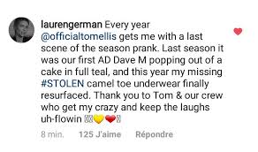Facebook ▻ twitter ▻ instagram ▻ camera i use (1): Lauren German Fans On Twitter Bts Tom Doing A Prank On Laurengerman S During The Shooting Of The Last Scene Of Season 3 By Wearing Her Camel Toe Underwear