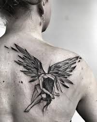 An epic guardian angel tattoo design featuring a bible quote set in a stone plinth with a full time lapse video from from dark design graphics. 140 Heavenly Angel Tattoos That Will Make You Believe