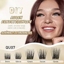 Cluster Lashes QUEWEL di 72 extension per ciglia a forma di cluster diy,  morbide e singole, per ciglia a D ricciolo MIX816 mm, lunghezza leggera,  per uso personale di trucco a casa (