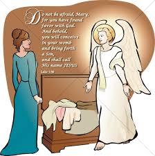Mary Listens to the Angel Gabriel | Nativity Word Art